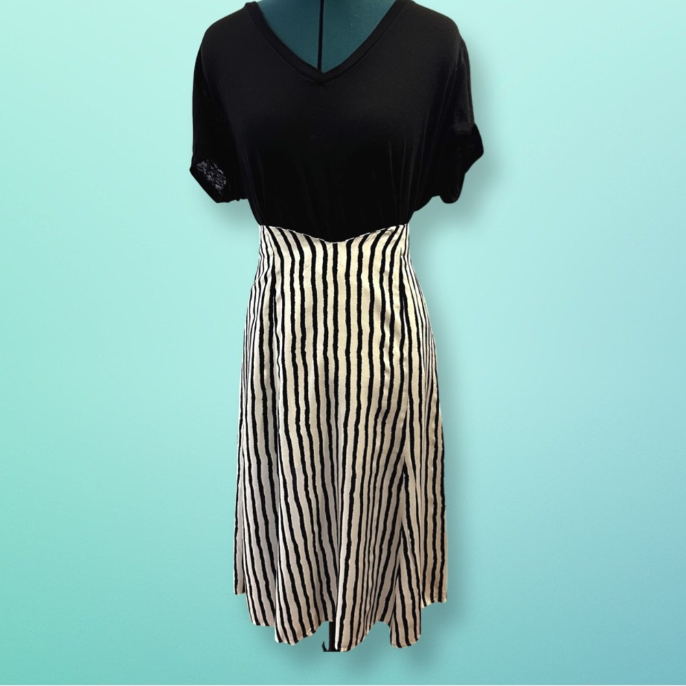 Black and White Striped Skirt